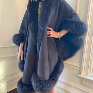adrienne landau brown cashmere cape